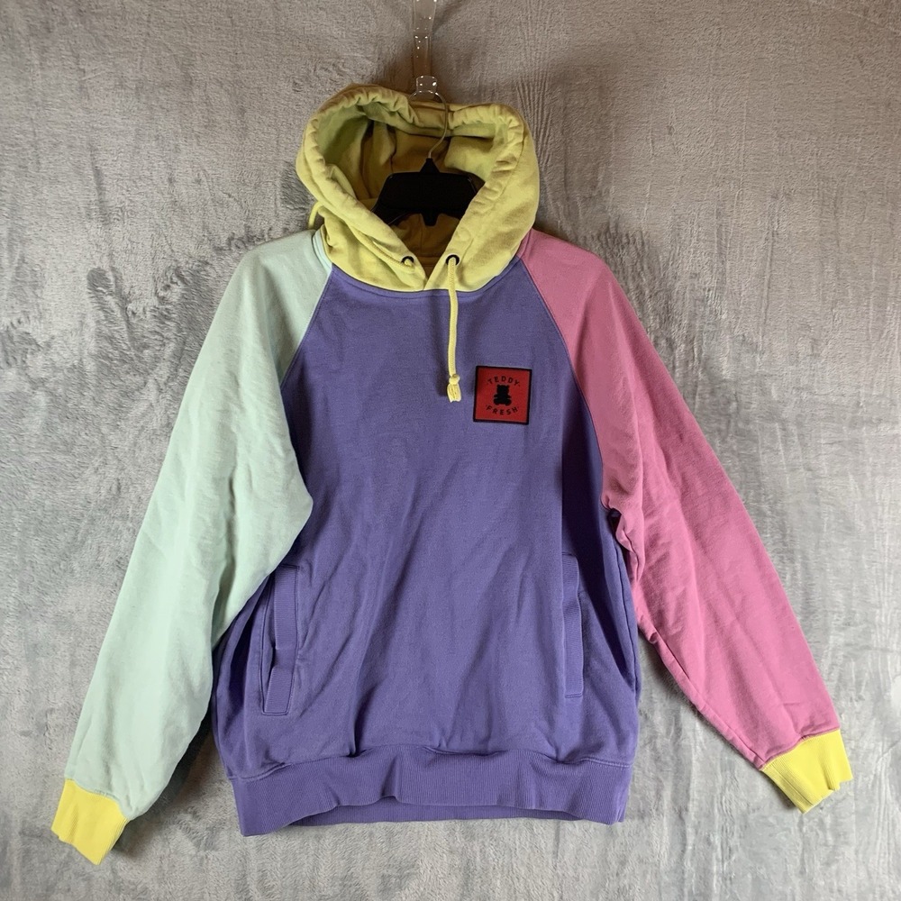 Teddy Fresh Hoodie Mens Purple Color Block 2.0 Pullover‎ Sweatshirt M